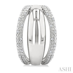 1/10 Ctw Split Dome Shape Round Cut Diamond Bold Half Hoop Earring in Sterling Silver