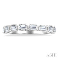 3/4 Ctw East-West Emerald Cut Bezel Diamond Fashion Band in 14K White Gold