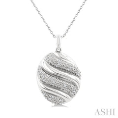 1/10 Ctw Bold Twisted Rib Round Cut Diamond Bold Fashion Pendant With Chain in Sterling Silver