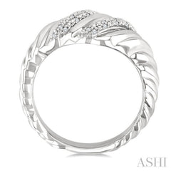 1/10 Ctw Bold Silver Twisted Rib Single Cut Diamond Bold Fashion Band in Sterling Silver