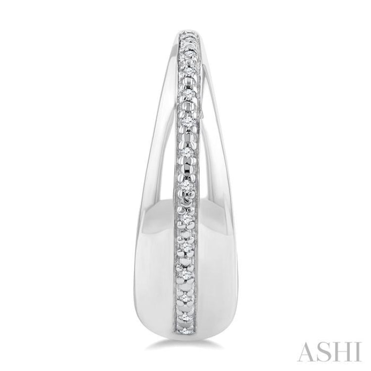 1/10 Ctw Bold Wide Round Cut Diamond Hoop Earring in Sterling Silver