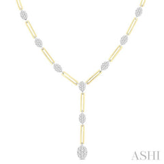 1 3/4 Ctw Lovebright Oval Shape Round Cut Diamond Paperclip Fashion Necklace in 14K Yellow and White Gold