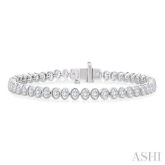 4 5/8 Ctw North-South Bezel Set Oval Cut Diamond Tennis Bracelet in 14K White Gold