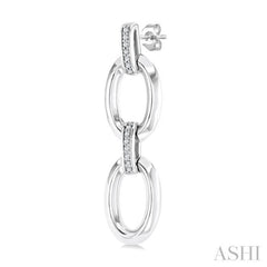 1/10 Ctw Oval Shape D-Link Round Cut Diamond Fashion Earring in Sterling Silver