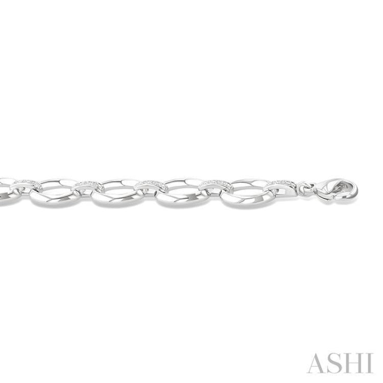 1/10 Ctw Oval Shape D-Link Round Cut Diamond Bracelet in Sterling Silver
