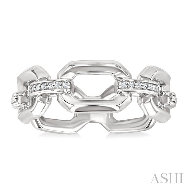 1/20 Ctw Bold Open Window Octagonal Shape D-Link Round Cut Diamond Ring in Sterling Silver