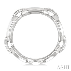 1/20 Ctw Bold Open Window Octagonal Shape D-Link Round Cut Diamond Ring in Sterling Silver