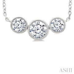 3/4 Ctw Past, Present & Future 3-Stone Bezel Set Round Cut Diamond Necklace in 14K White Gold