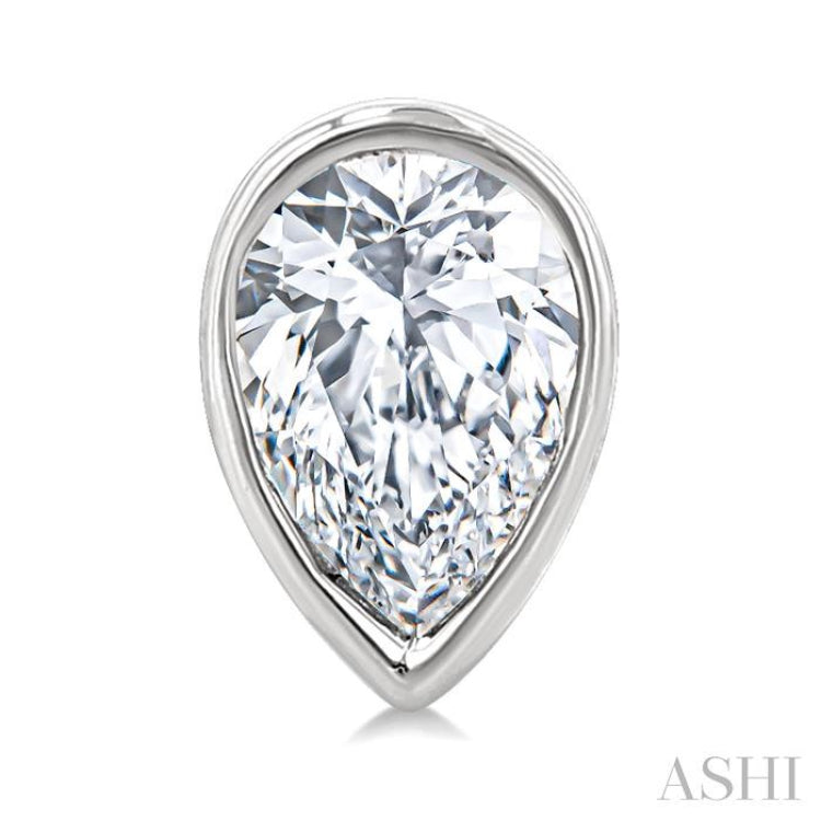 1/5 Ctw Petite Bezel Set Pear Cut Diamond Fashion Stud Earring in 10K White Gold