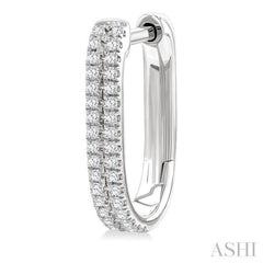 1/5 Ctw Twin Row Round Cut Diamond Fashion Hoop Earring in 10K White Gold