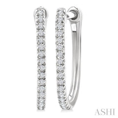 1/10 Ctw Round Cut Diamond Fashion Hoop Earring in 10K White Gold