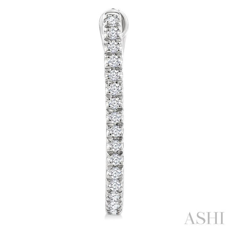 1/10 Ctw Round Cut Diamond Fashion Hoop Earring in 10K White Gold