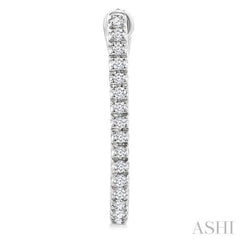 1/10 Ctw Round Cut Diamond Fashion Hoop Earring in 10K White Gold