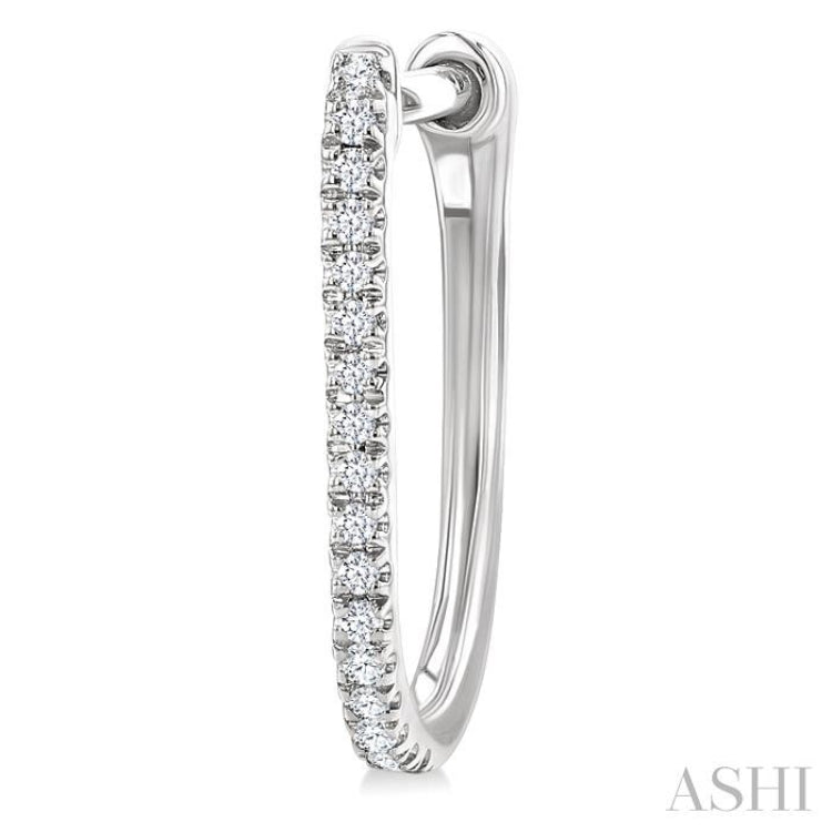 1/10 Ctw Round Cut Diamond Fashion Hoop Earring in 10K White Gold