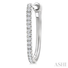 1/10 Ctw Round Cut Diamond Fashion Hoop Earring in 10K White Gold