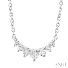 1/8 Ctw Graduated Diamond Smile Petite Necklace in 10K White Gold