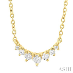 1/8 Ctw Graduated Diamond Smile Petite Necklace in 10K Yellow Gold
