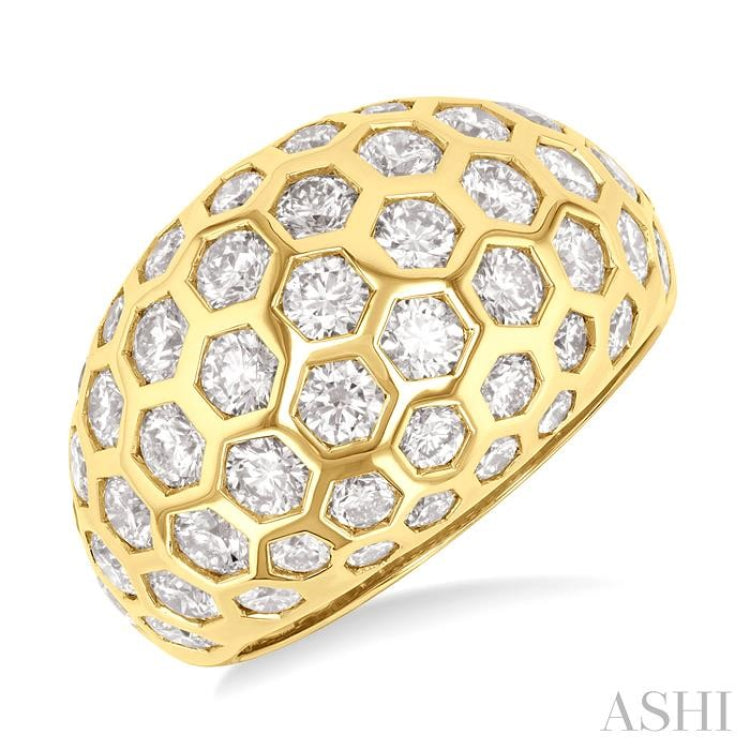 3 1/3 Ctw Hexagon Round Cut Diamond Fashion Ring in 14K Yellow Gold