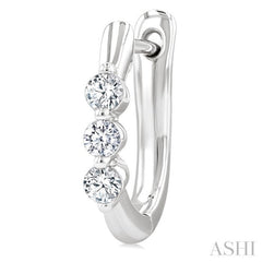 1/3 Ctw 3-Stone Round Cut Diamond Fashion Hoop Earring in 14K White Gold