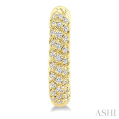 1/5 Ctw Petite Swirl Pattern Round Cut Diamond Fashion Huggies in 10K Yellow Gold