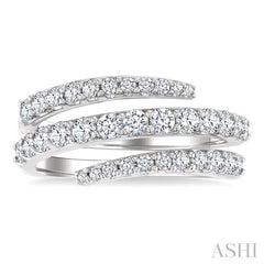 1 Ctw Spiral Round Cut Diamond Fashion Open Wrap Band in 14K White Gold