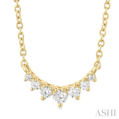 1/8 Ctw Graduated Petite Diamond Smile Necklace in 14K Yellow Gold