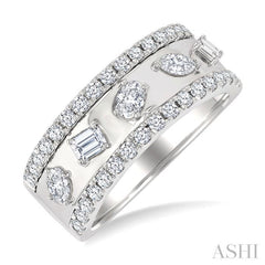 7/8 Ctw 5-Stone Mixed Shape Diamond Fashion Band in 14K White Gold