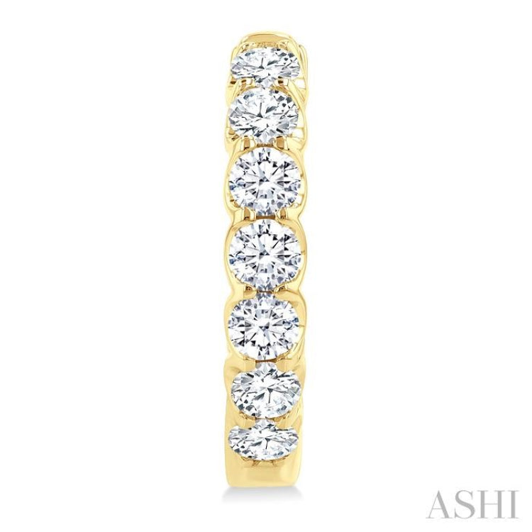 2 Ctw Inside-Out Embellished Round Cut Diamond Hoop Earrings in 14K Yellow Gold