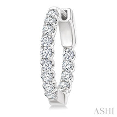 1 Ctw Inside-Out Embellished Round Cut Diamond Hoop Earrings in 14K White Gold