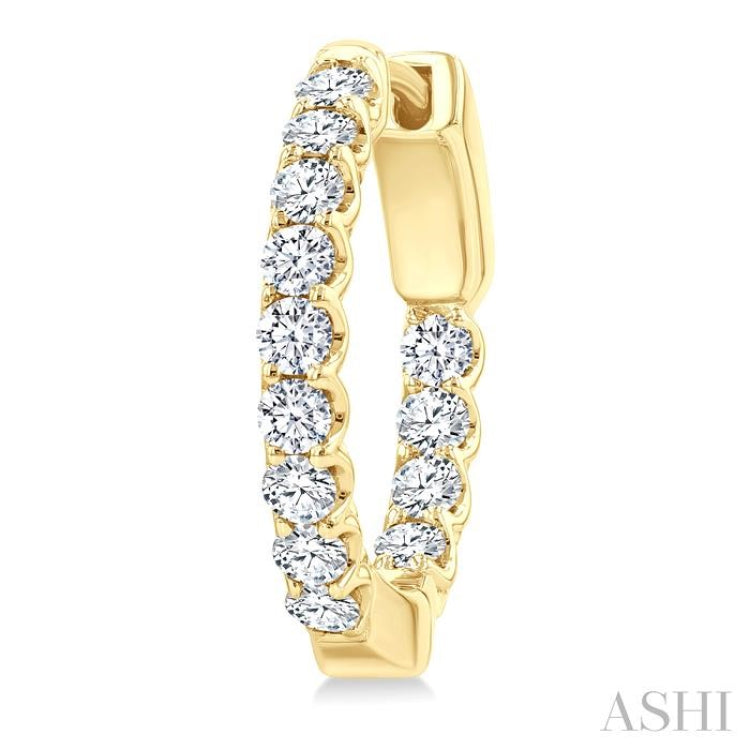 1 Ctw Inside-Out Embellished Round Cut Diamond Hoop Earrings in 14K Yellow Gold