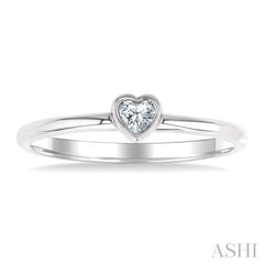 1/6 Ctw Petite Bezel Set Heart Shape Diamond Fashion Ring in 10K White Gold