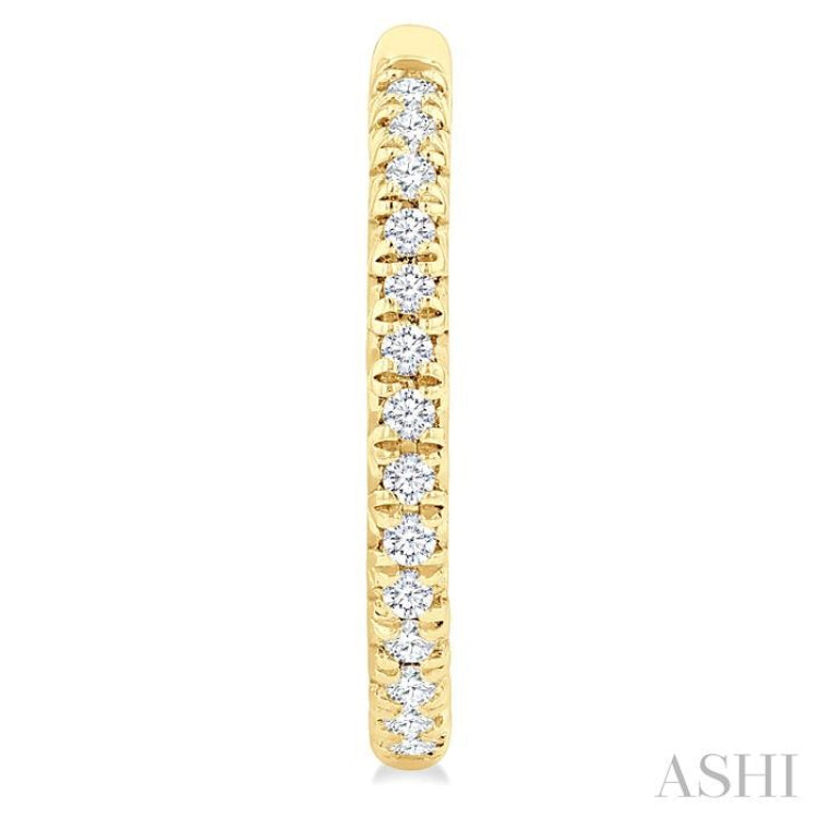 1/6 Ctw French Pave Set Round Cut Diamond Fashion Half Hoop Earring in 14K Yellow Gold