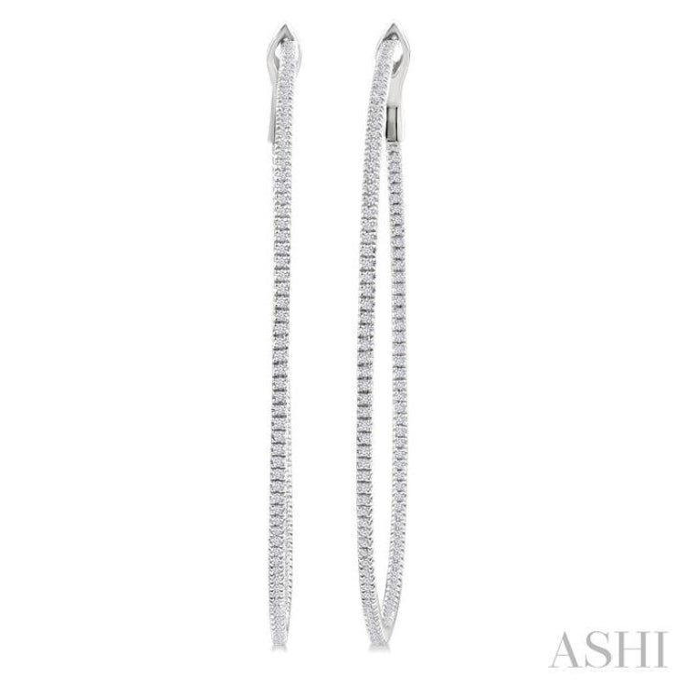 1 Ctw Inside & Outside Round Cut Diamond Hoop Earring in 14K White Gold