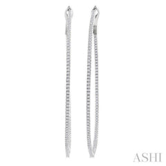 1 Ctw Inside & Outside Round Cut Diamond Hoop Earring in 14K White Gold