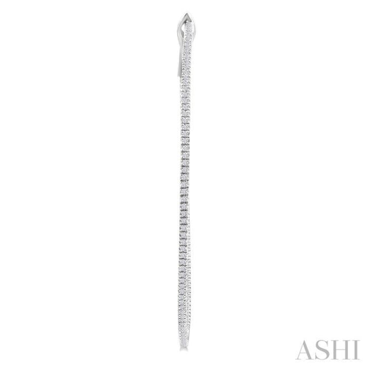 1 Ctw Inside & Outside Round Cut Diamond Hoop Earring in 14K White Gold