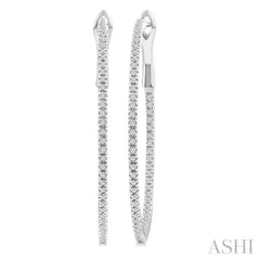 1/2 Ctw Inside & Outside Round Cut Diamond Hoop Earring in 14K White Gold