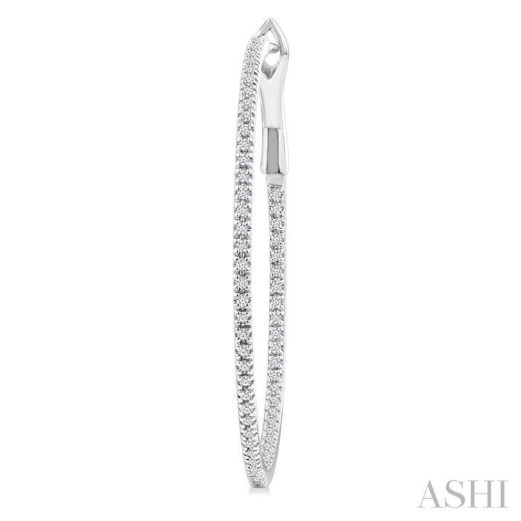 1/2 Ctw Inside & Outside Round Cut Diamond Hoop Earring in 14K White Gold