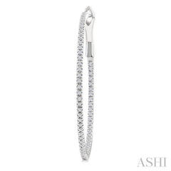 1/2 Ctw Inside & Outside Round Cut Diamond Hoop Earring in 14K White Gold