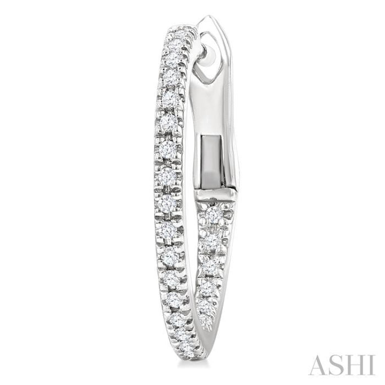 1/6 Ctw Inside & Outside Round Cut Diamond Hoop Earring in 14K White Gold
