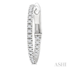 1/6 Ctw Inside & Outside Round Cut Diamond Hoop Earring in 14K White Gold