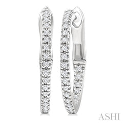 1/6 Ctw Inside & Outside Round Cut Diamond Hoop Earring in 10K White Gold