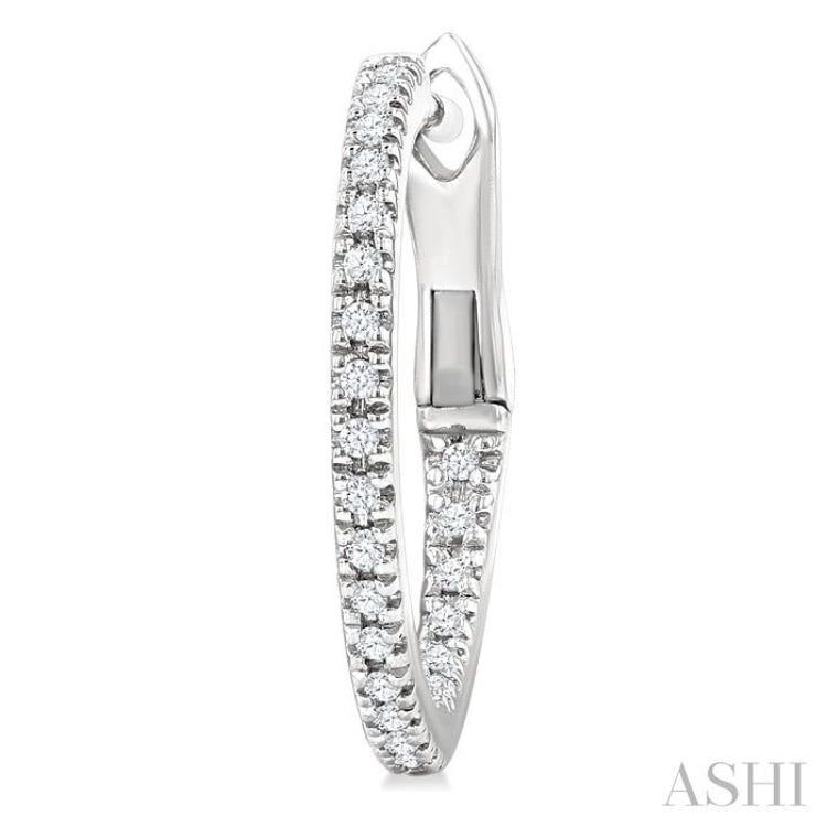 1/6 Ctw Inside & Outside Round Cut Diamond Hoop Earring in 10K White Gold