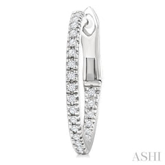 1/6 Ctw Inside & Outside Round Cut Diamond Hoop Earring in 10K White Gold