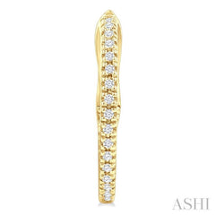 1/6 Ctw Inside & Outside Round Cut Diamond Hoop Earring in 10K Yellow Gold