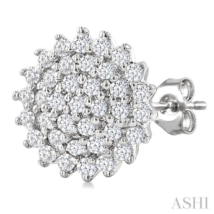 1/5 Ctw Petite Round Shape Round Cut Diamond Cluster Fashion Stud Earring in 10K White Gold