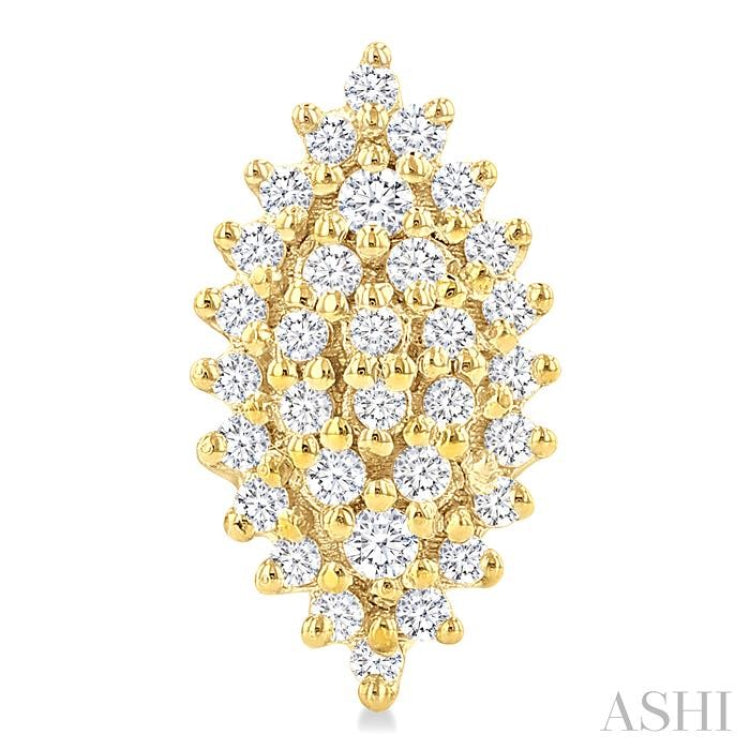 1/5 Ctw Petite Marquise Shape Round Cut Diamond Cluster Fashion Stud Earring in 10K Yellow Gold