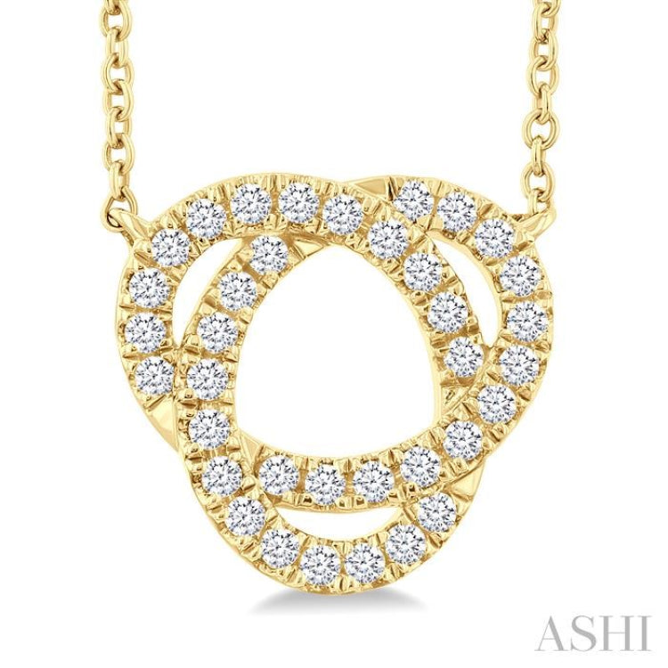 1/4 Ctw Trinity Round Cut Diamond Fashion Pendant With Chain in 10K Yellow Gold