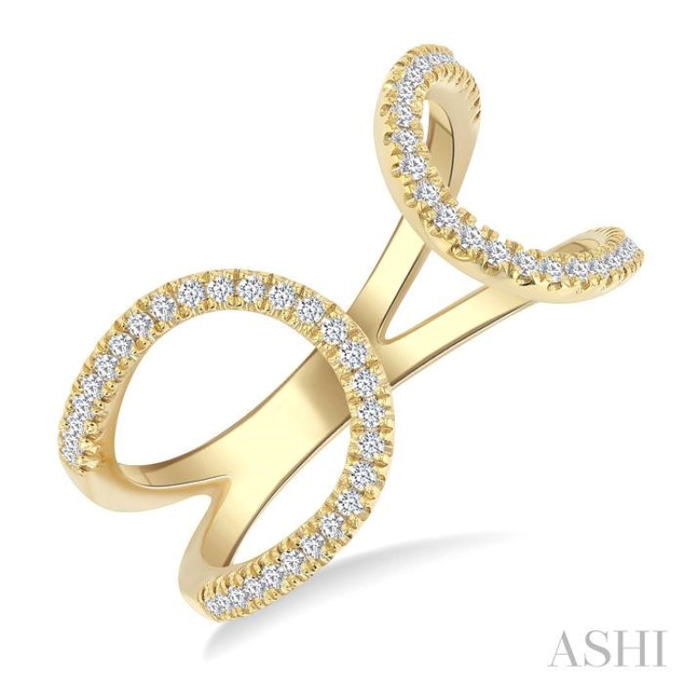 1/3 Ctw Split U-Shaped Round Cut Diamond Open Fashion Ring in 10K Yellow Gold