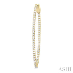 1 Ctw Inside & Outside Round Cut Diamond Hoop Earrings in 14K Yellow Gold
