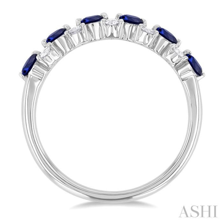 2.7 MM Sapphire and 1/3 Ctw Round Cut Diamond Precious Band in 14K White Gold
